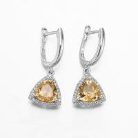 China 3.8g 925 Sterling Silver Gemstone Earrings Lemon Yellow Citrine Topaz on sale