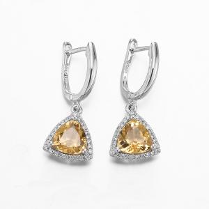 3.8g 925 Sterling Silver Gemstone Earrings Lemon Yellow Citrine Topaz