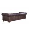 China Reddish Brown Three Seater Leather Sofa High Density Foam / Sponge Solid Structure wholesale
