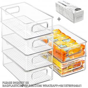 China Stackable Refrigerator Organizer Bins, 6 Pack Clear Kitchen Organizer Container Bins With Handles supplier