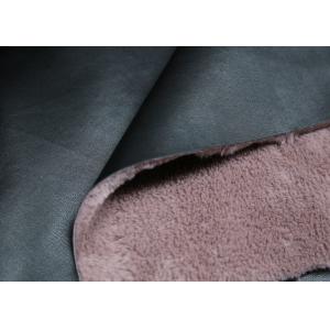 China Coat / Boots Bonded Leather Fabric Black Surface With Pink Backing Faux Fur supplier