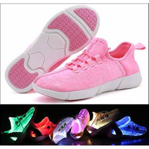 Pink Fiber Optic LED Shoes Full Screen Display Girls Light Up Sneakers