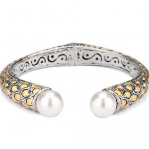 (B-45)Fashion Jewelry Gold Plated Cuff Bracelet with Pearl