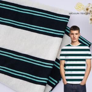 Strong Sweat Absorption Pure Cotton And Linen Single Jersey Striped Material Fabric For Polo Shirt