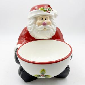 Hand Painted Ceramic Candy Bowls With Santa Handle Home Table And Kitchen Decoration
