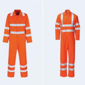 China High Visibility Reflective Safety Coveralls Cotton Safety Orange Hi Vis Overalls supplier