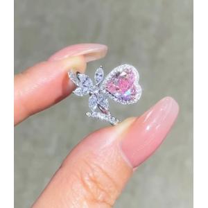 Heart Cut Lab Grown Jewelry Pink Diamond Engagement Ring For Wedding