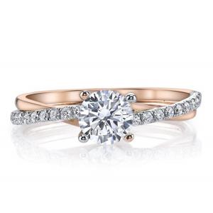 2 Tone Color 9K Silver Ring With 6mm Moissanite Diamond 0.81ct