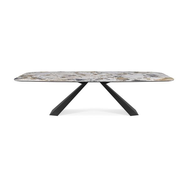 Tableau de salle à manger de design populaire cadre métallique marbre haut de table de luxe