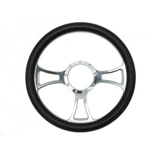 China 14 Inch Diameter Quick Release Steering Wheel With Leather Half Wrap Design supplier