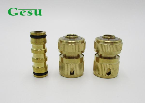 Brass Hose Connector Set , 2 Quick Connect Hose Coupling For Extend The Pipe