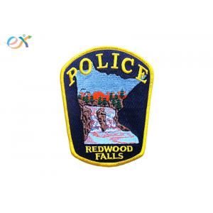 Twill Background Embroidered Fabric Patches , Custom Police Badge Patch