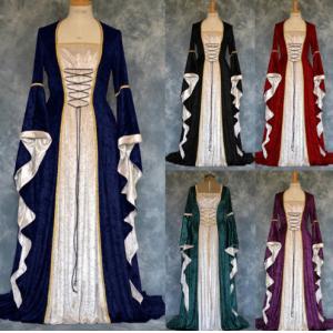 Retro Medieval Long Floor-Length Dress for Women Halloween Cosplay Stage Dancerwear