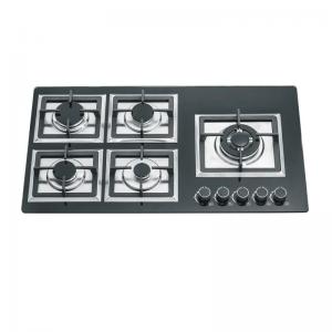 110v 5 Burner Built In Gas Hob With Durable Cast Iron Grates And Sleek Glass Top