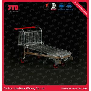 300L Supermarket Warehouse Hand Trolley 4 Wheels Unfoldable