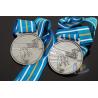 China Sports Skiing Event 3D Effect Metal Award Medals With Antique Silver Plating Stripe Ribbon wholesale