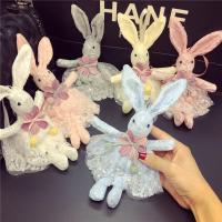 China Rabbit Shape Plush Keychain Toys Pink / Blue Color Custom Size With Lace Skirt on sale
