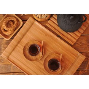 China modern wood serving tray with unique handle wholesale
