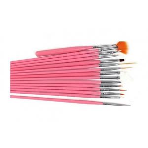 China 15 Pcs Nail Art Design acrylic brush UV Gel Set Painting Draw Pen Pink Handl supplier