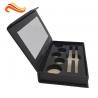 rigid board cosmetic packaging box with mirror , black box with plastic inner