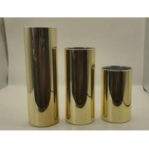 Glass Golden Tea Light Candle Holders, cylinder shape polishing candle holder