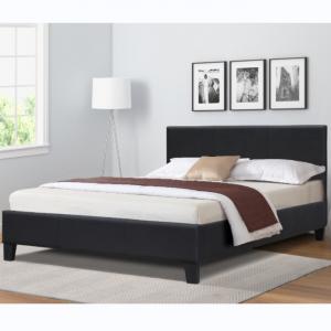 BSCI Black Faux Leather Upholstered Platform Bed With Headboard