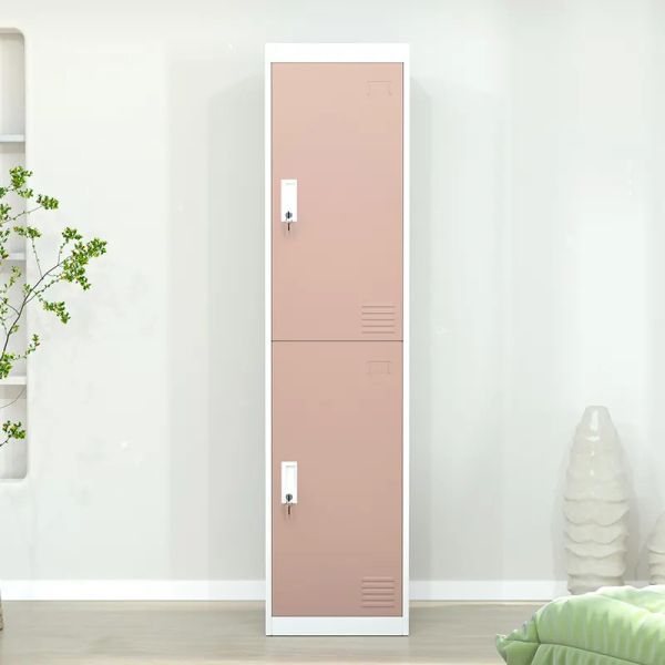 2 Doors Metal Locker Cabinet Vertical Standing With Hanger