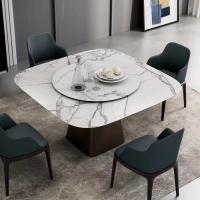China Luxe Haven Ceramic Marble Top Dining Table Unique Square Top Dining Table With Lazy Susan on sale