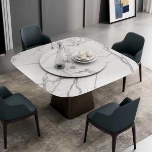 Luxe Haven Ceramic Marble Top Dining Table Unique Square Top Dining Table With Lazy Susan