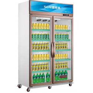 220V/110V Double Glass Door Display Freezer Beverage Commercial Showcase Refrigerator