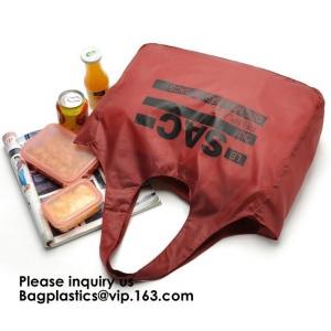 Custom Eco-friendly Durable Foldable Polyester Handle Bag Pocket Folding Nylon Shopping Bag Eco-friendly Durable Foldabl
