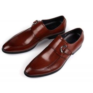 Black / Brown Burnished Leather Shoes , Leather Monk Strap Dress Shoes