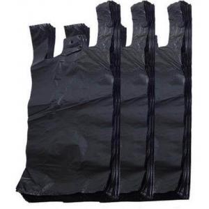 Sacs biodégradables de T-shirt de couleur noire, sacs à provisions en plastique de T-shirt