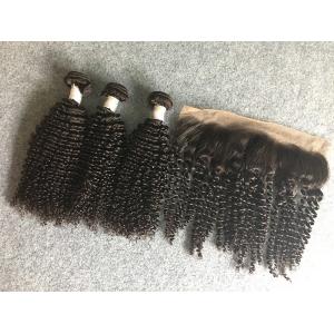 China 13x4 Ear To Ear 8A Peruvian Virgin Kinky Curly Lace Frontal With Natural Black supplier