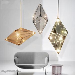 China Post-modern Led Diamond Glass Pendant Lights restaurant Rhombic Polyhedron hanging Lamps(WH-GP-98) supplier