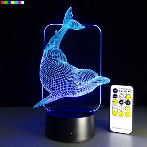 Animal Dolphin Kids 3D Night Light  7 Colors Change with Remote Control Gifts for Kids or Animal Lover Gift Ideas