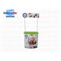 China Fruit Strawberry Jam Food Table Display Stand With Metal Tube Frame Top Banner on sale