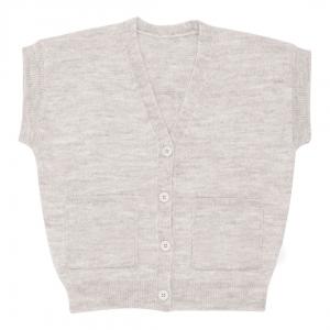 China Kids Cotton Knitted Sweater Vest Hand Knit Button Down Sleeveless Cardigans With Pockets supplier