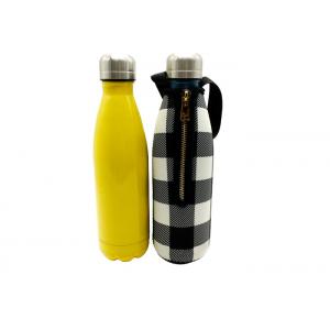 China 17 Oz Drink Water Bottle Carrier With Strap  , Gold Metal Zipper Wine Bottle Holder  supplier
