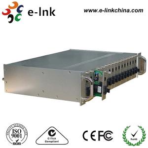 China 19 Inch 2U Rack Structure 16Ch  Fiber Ethernet Media Converter Chassis with Dual Power Supply supplier