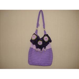  Purple flowers Large size bag hardware ring fashion women bag