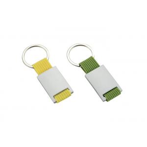 China Bright Canvas Retractable Key Chain Metal Logo Zinc Alloy Green Yellow supplier