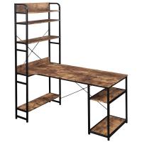 China Metal Frame MDF Board Home Office Computer Table With Bookshelf 28.74H on sale