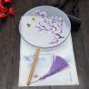 China Y-Z Chinese Round Shape Hanfu Fabric Fan Wood Handle with Tassel Hand Embroidered Ancient Silk Fan wholesale