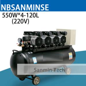 China 550WX4 - 120 Air Compressor Oilless High Pressure Mute Design Wood Working Home Application AC220V High Quality Sanmin wholesale