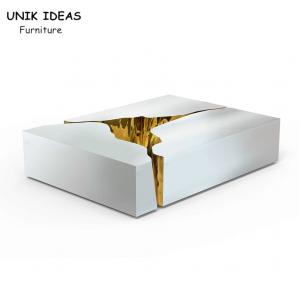 China Modern White Black Stainless Steel Coffee Table Designs Metal Short 1100x700x340 supplier