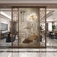 China New Chinese Style Minimalist Art Hotel Restaurant Entrance Decoration Painting Stainless Steel Screen Partition on sale