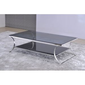 China Dos mesas de centro y mesas laterales cuadradas modernas elegantes de las capas con el top del vidrio on sale