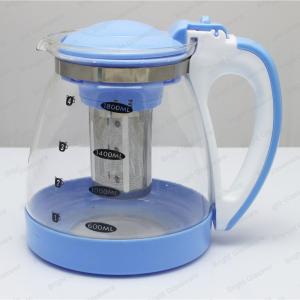 China Eco-friendly food grade heat resistant glass teapot with filter, glass water bottle with handle supplier