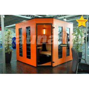 China Solid / Cedar Wood German Saunas Cabin with Color Therapy LED strip supplier